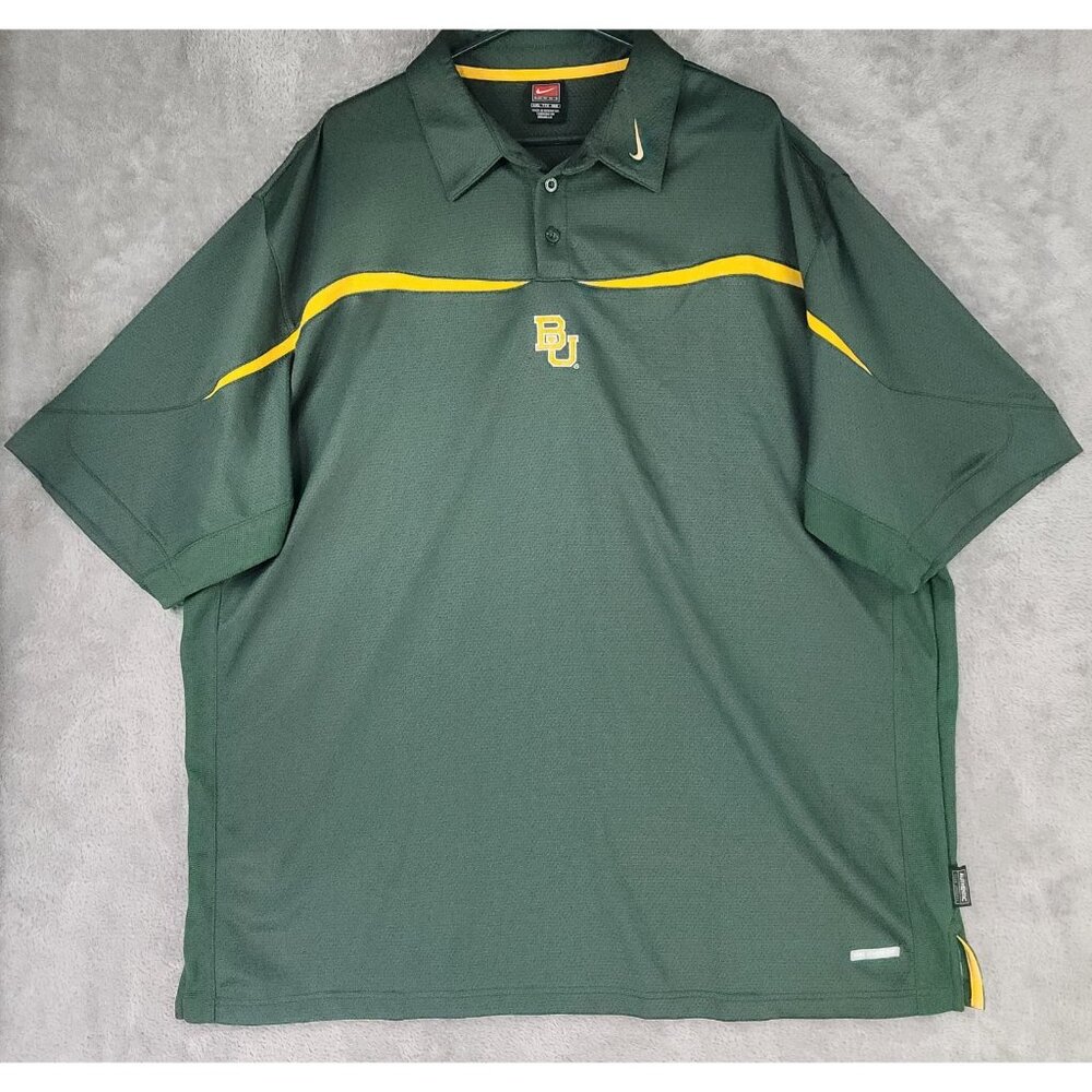 Nike Baylor University Polo Mens XXL Green‎ Embroidered Logo Short Sleeve Shirt